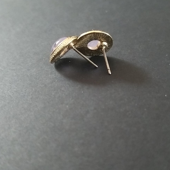 Purple and gold post earrings - Picture 2 of 3